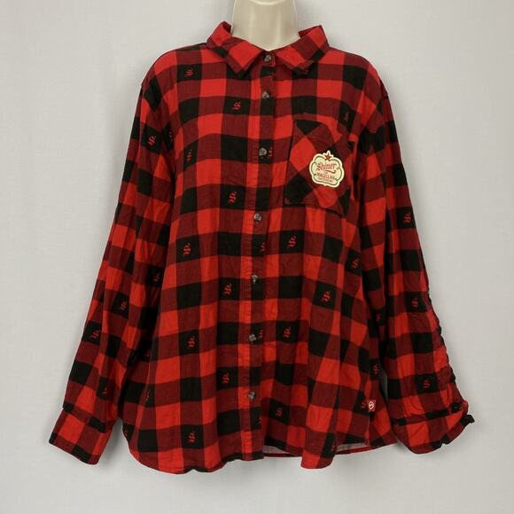 Magellan x Shiner Flannel Shirt Womens XXL Buffalo Plaid Red Black Cabincore - Picture 1 of 16